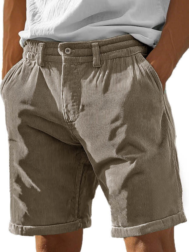 Men's Fashion Casual Corduroy Pocket Lace-up Shorts