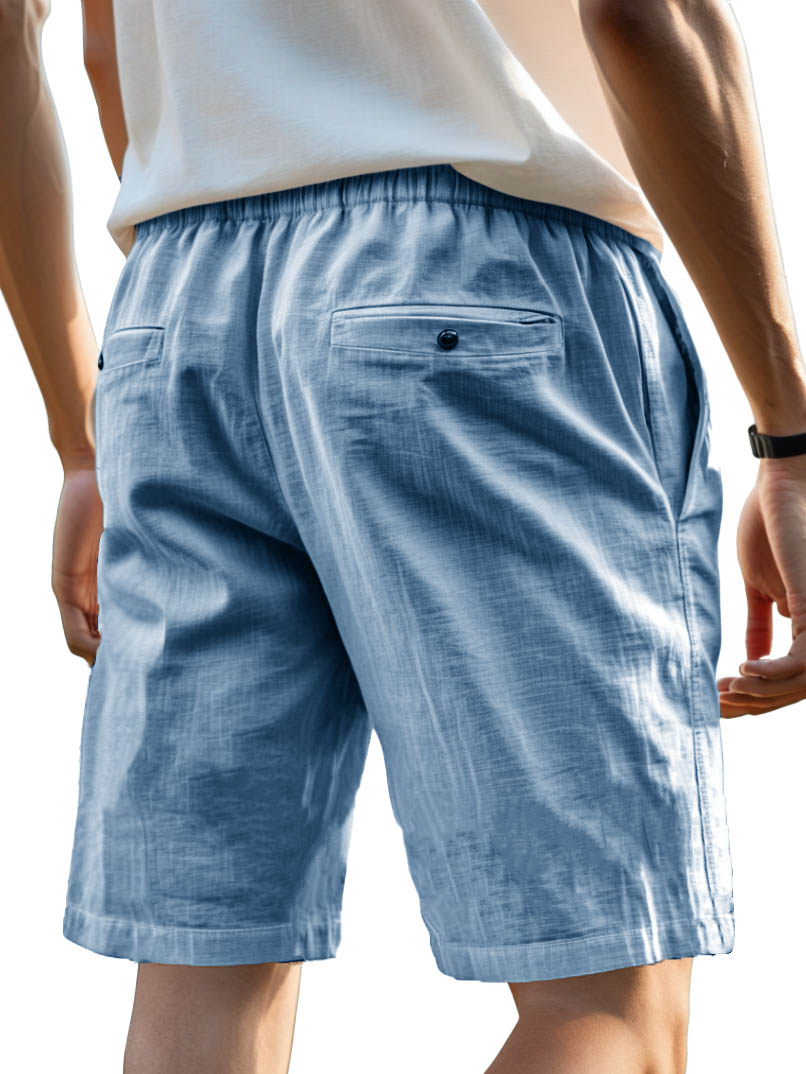 Men's Fashion Casual Retro Hemp Fabric Pocket Shorts