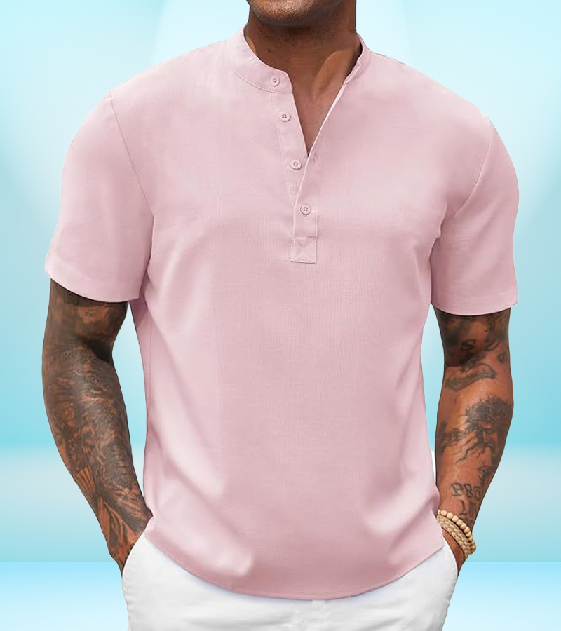 Men's Casual Henley Collar Short Sleeve Shirt – Lightweight Summer Beach Shirt (S–3XL)