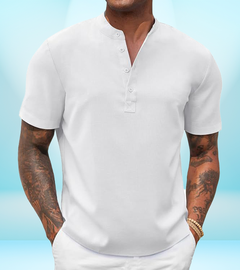 Men's Casual Henley Collar Short Sleeve Shirt – Lightweight Summer Beach Shirt (S–3XL)