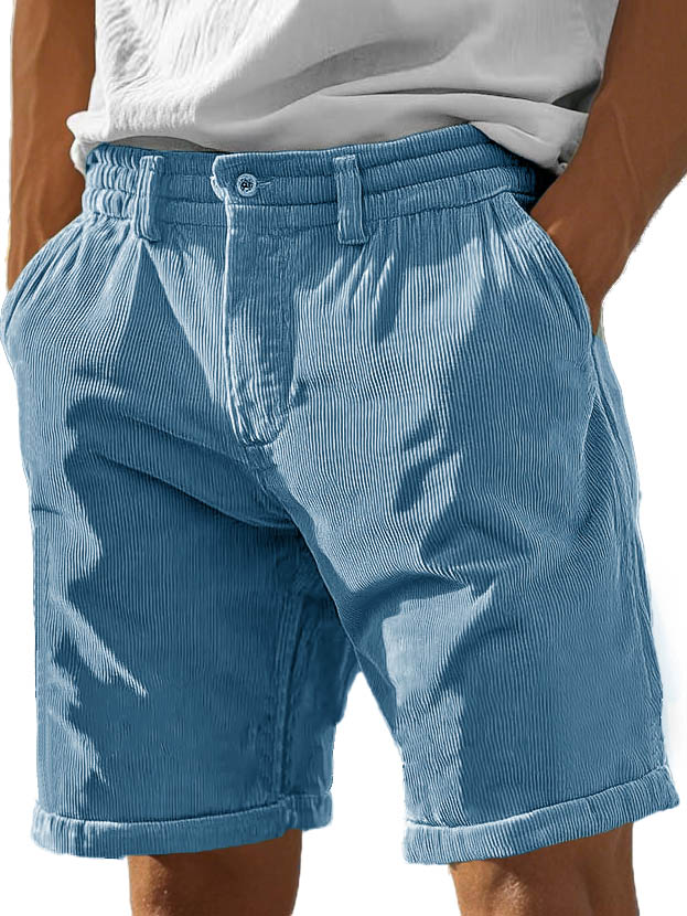 Men's Fashion Casual Corduroy Pocket Lace-up Shorts