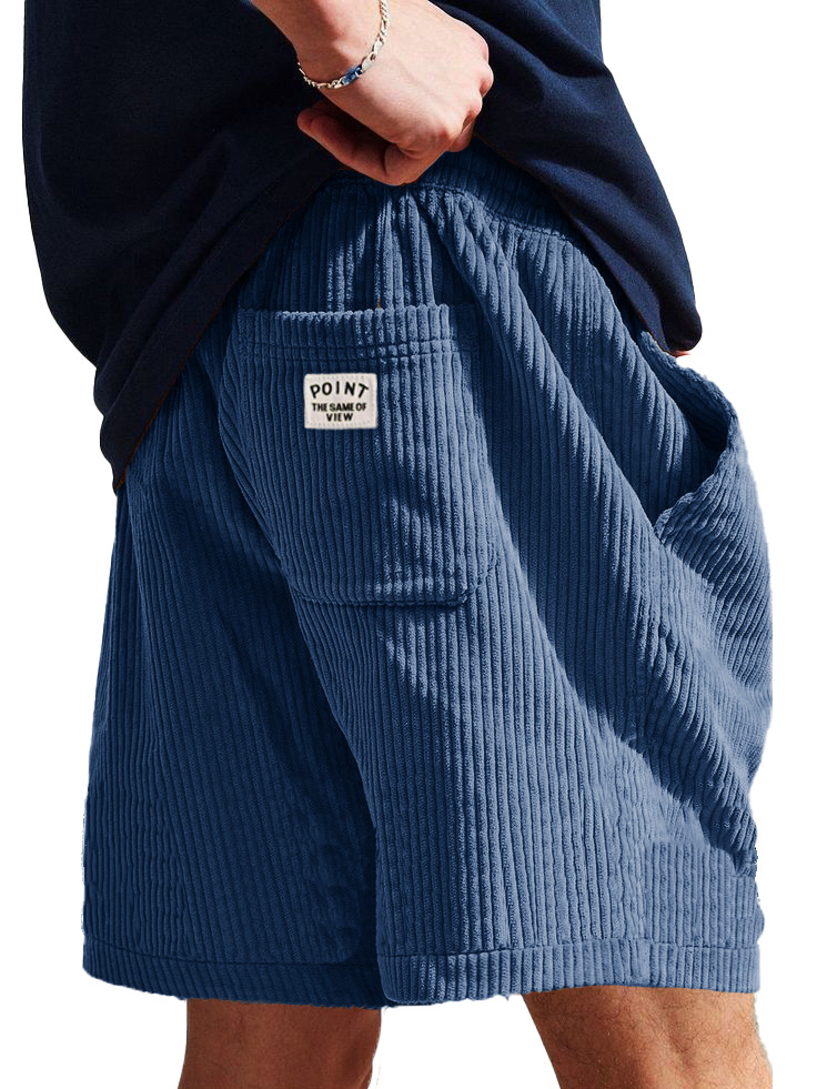 Men's Fashion Casual Corduroy Logo Embroidered Shorts