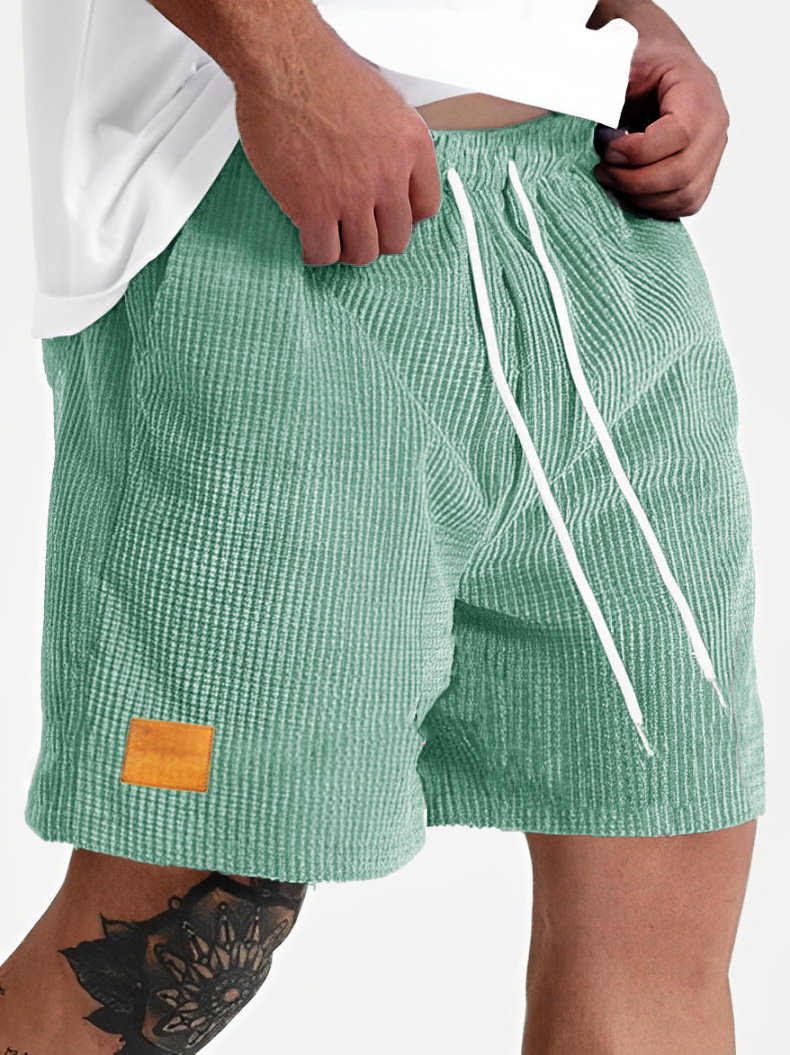 Men's Fashion Sports Lace-up Waffle Fabric Embroidered Logo Shorts