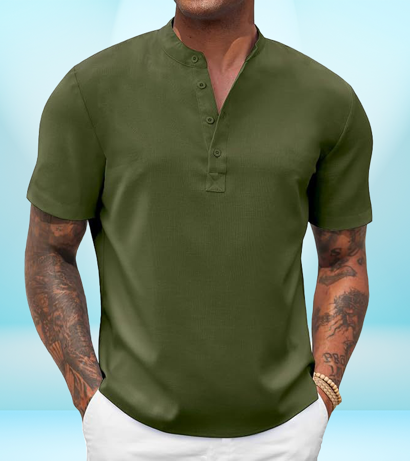 Men's Casual Henley Collar Short Sleeve Shirt – Lightweight Summer Beach Shirt (S–3XL)