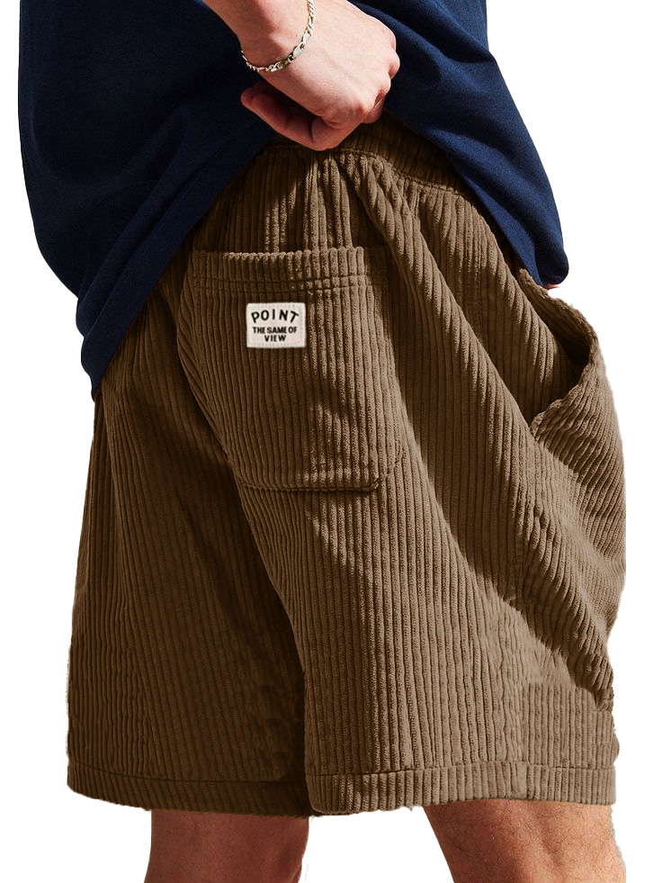 Men's Fashion Casual Corduroy Logo Embroidered Shorts