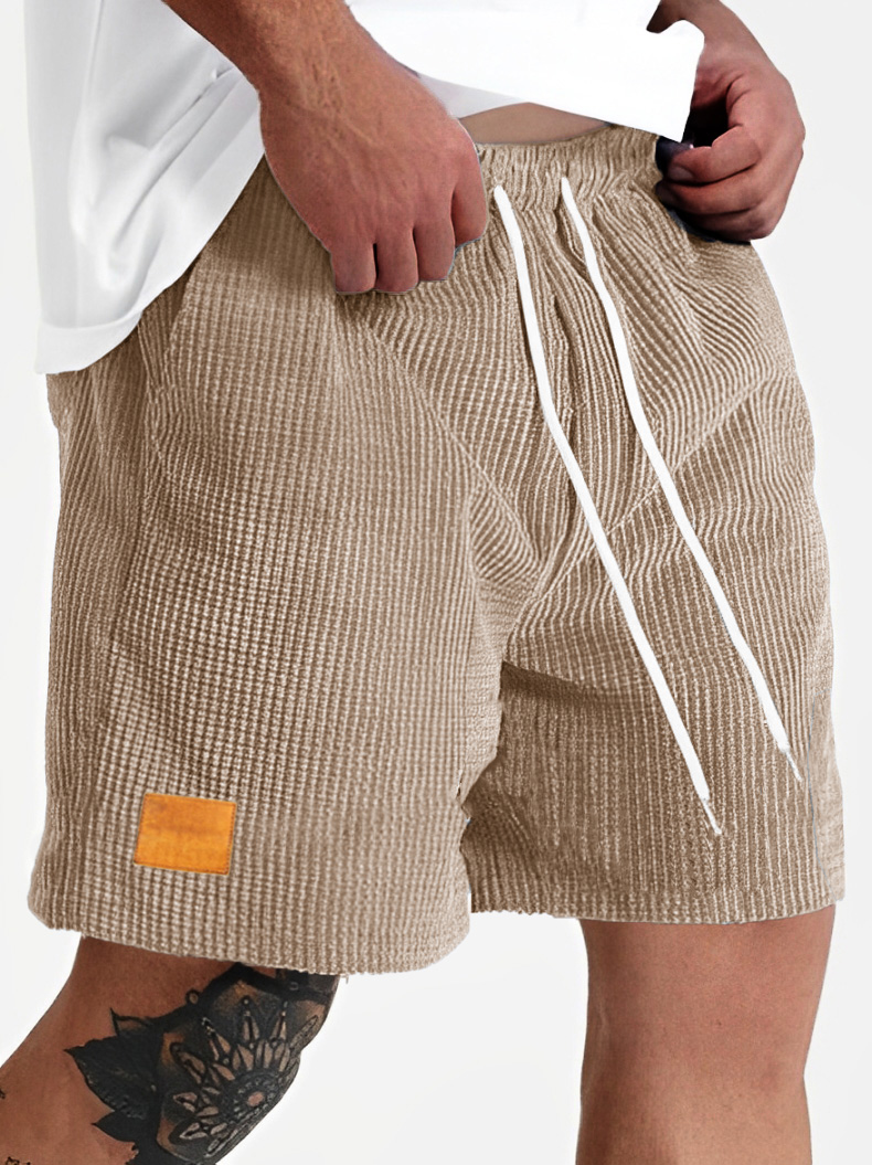 Men's Fashion Sports Lace-up Waffle Fabric Embroidered Logo Shorts
