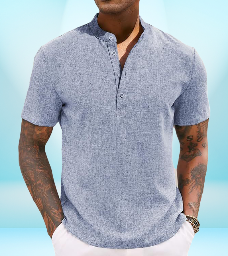 Men's Casual Henley Collar Short Sleeve Shirt – Lightweight Summer Beach Shirt (S–3XL)