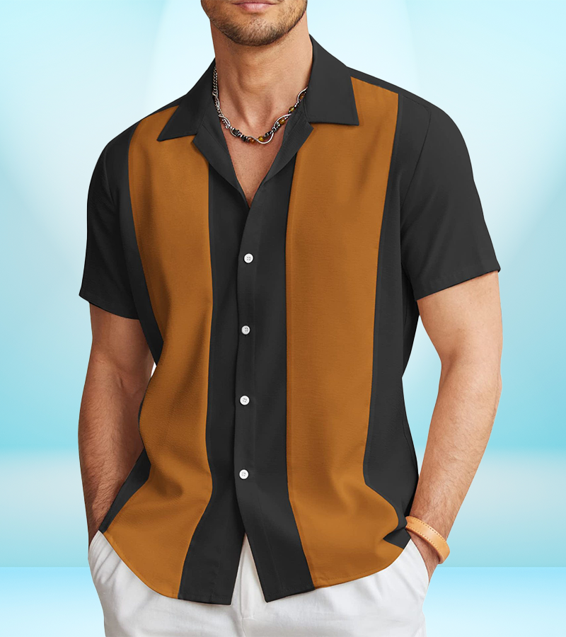 Men's Retro Contrast Short Sleeve Shirt – Lightweight, Modern, Summer Ready