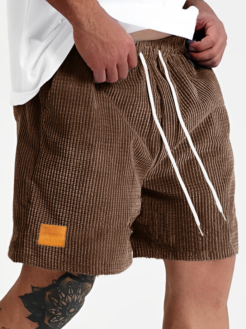 Men's Fashion Sports Lace-up Waffle Fabric Embroidered Logo Shorts