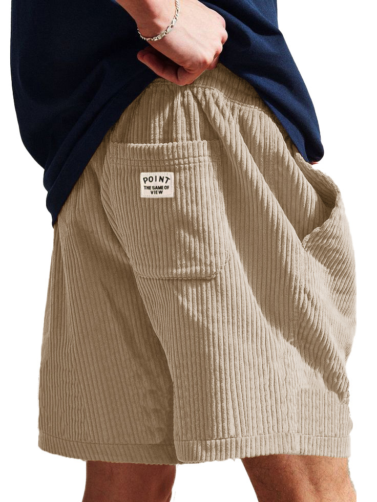 Men's Fashion Casual Corduroy Logo Embroidered Shorts