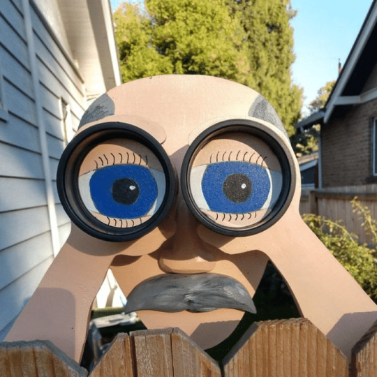 Nosy Old Man and Old Lady Fence Decorations