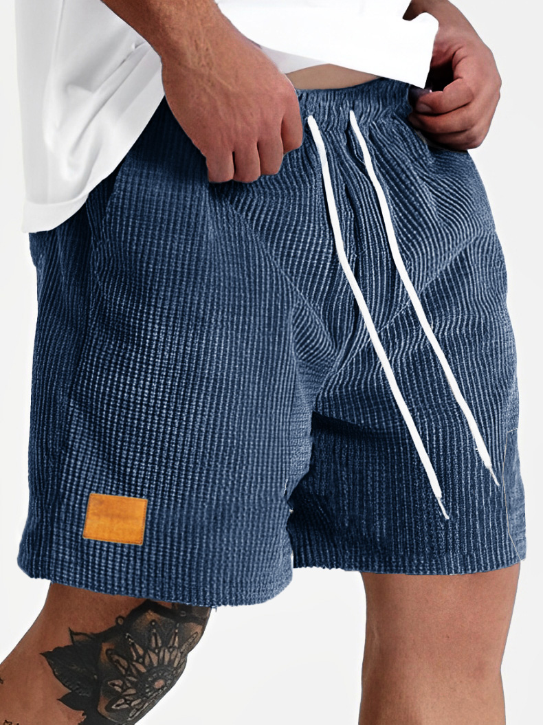 Men's Fashion Sports Lace-up Waffle Fabric Embroidered Logo Shorts