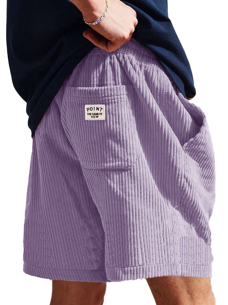 Men's Fashion Casual Corduroy Logo Embroidered Shorts