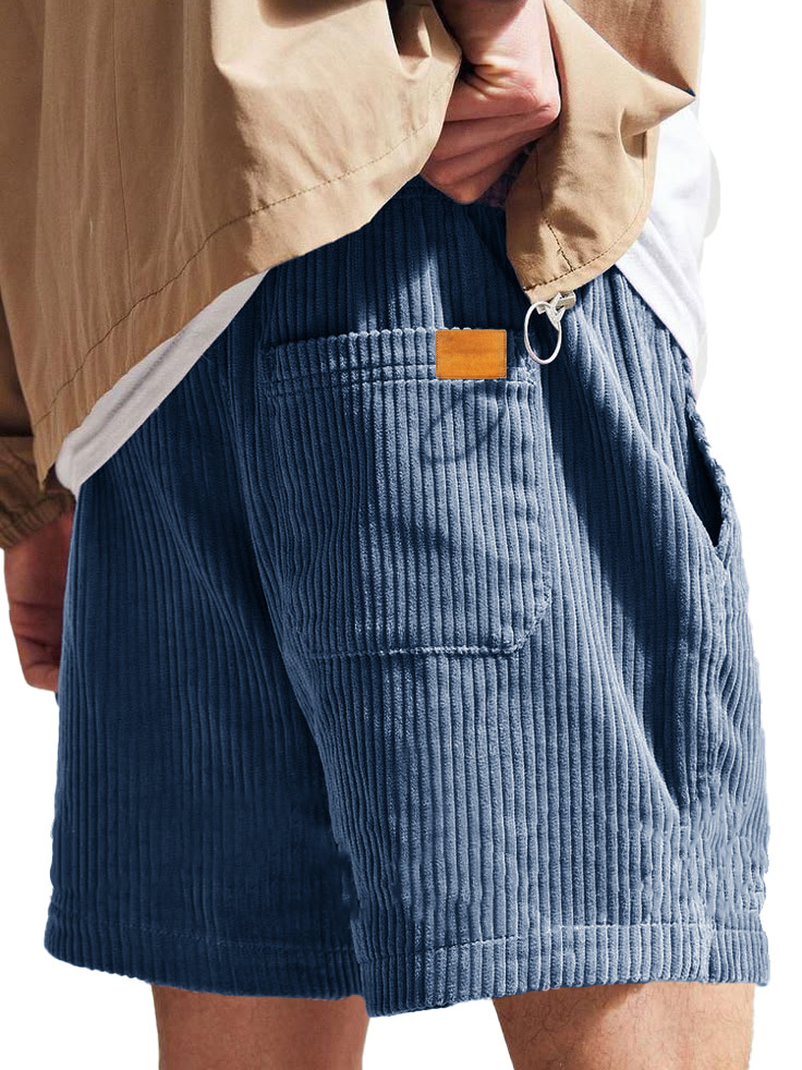 Men's Fashion Casual Corduroy Logo Embroidered Shorts