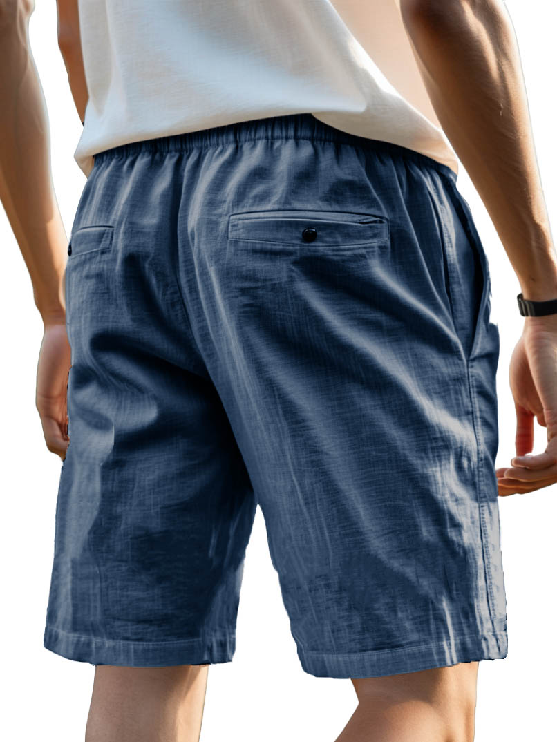 Men's Fashion Casual Retro Hemp Fabric Pocket Shorts