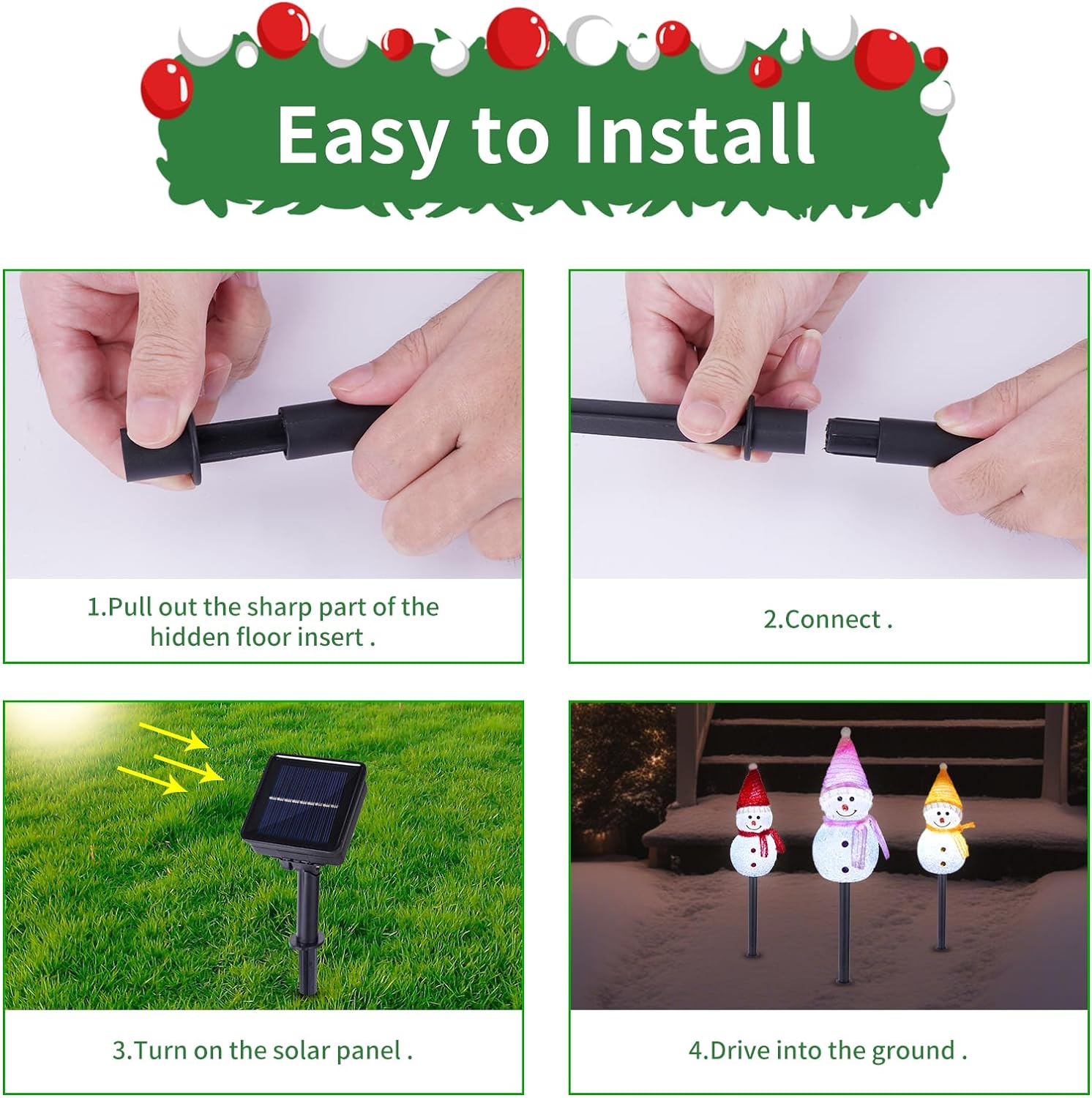 Hot Sale!Solar Christmas Snowman Outdoor Decor Lights