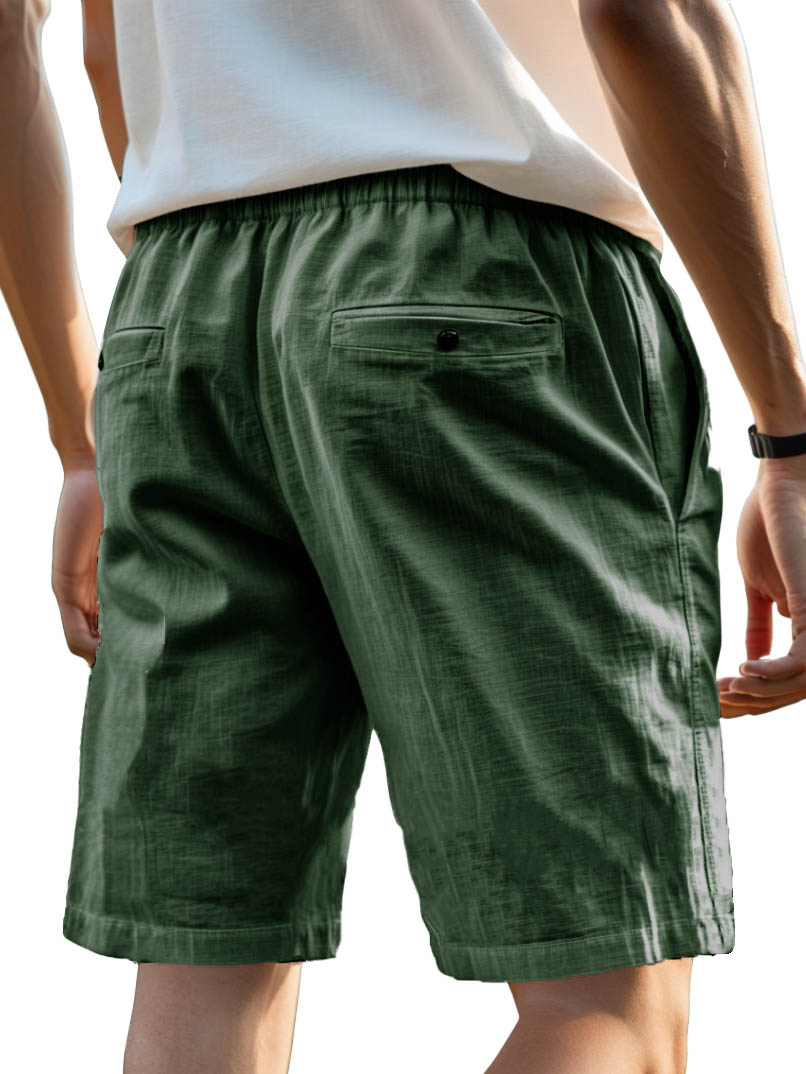 Men's Fashion Casual Retro Hemp Fabric Pocket Shorts