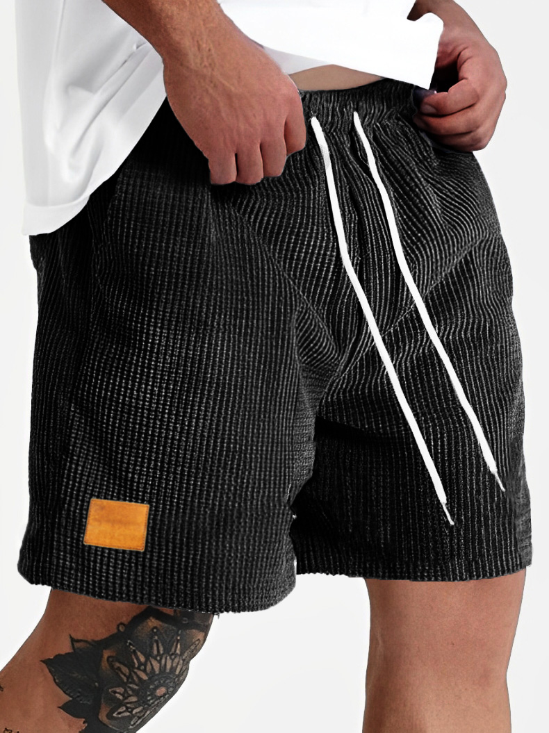 Men's Fashion Sports Lace-up Waffle Fabric Embroidered Logo Shorts