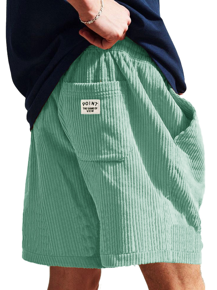 Men's Fashion Casual Corduroy Logo Embroidered Shorts