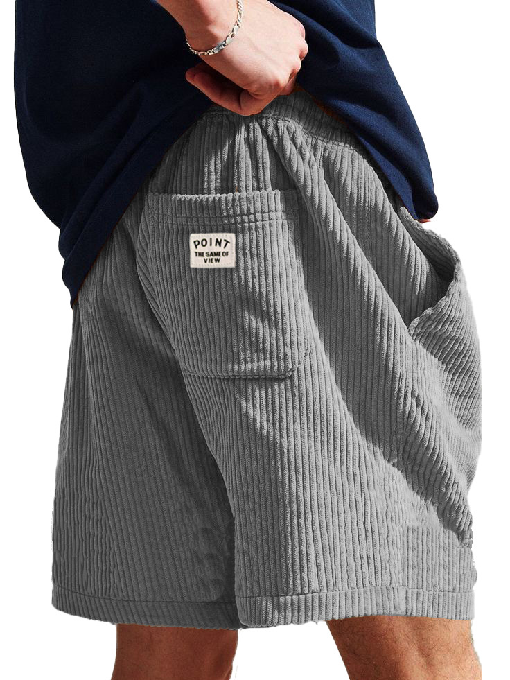 Men's Fashion Casual Corduroy Logo Embroidered Shorts