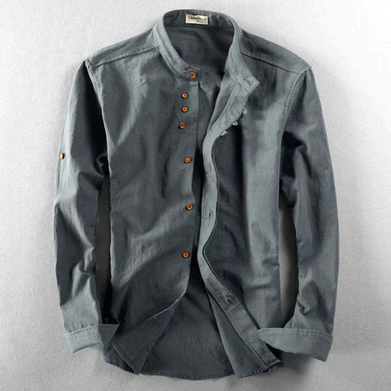 Japanese Men's Dress Shirt in Premium Linen-Cotton Blend, Versatile Fit S-3XL for Casual and Formal Wear