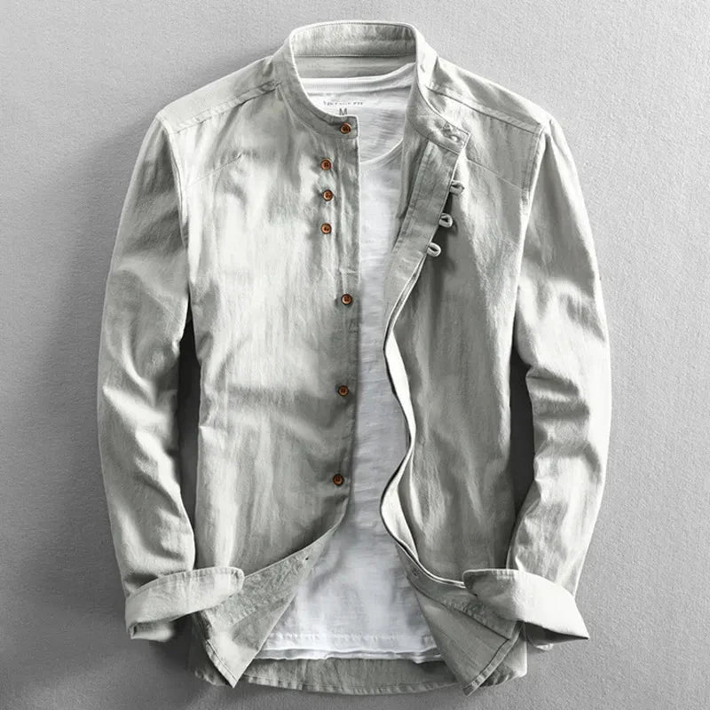 Japanese Men's Dress Shirt in Premium Linen-Cotton Blend, Versatile Fit S-3XL for Casual and Formal Wear