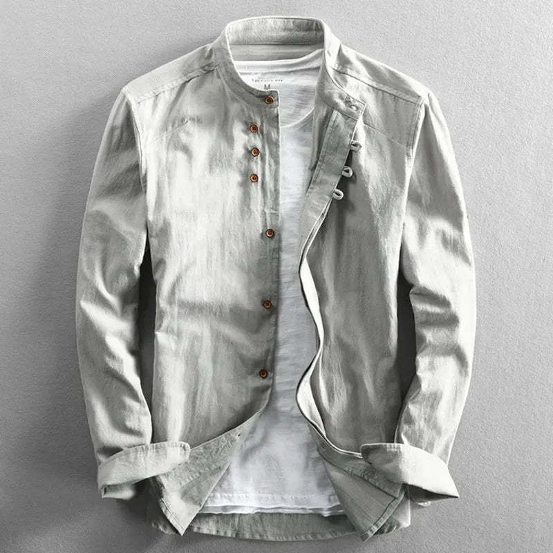 Japanese Men's Dress Shirt in Premium Linen-Cotton Blend, Versatile Fit S-3XL for Casual and Formal Wear