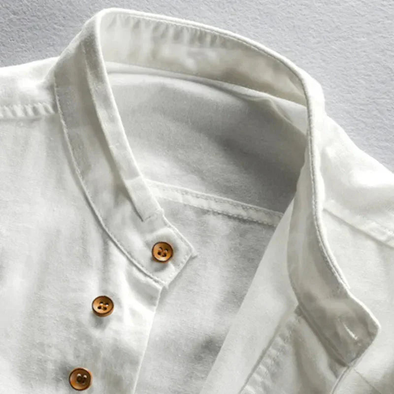 Japanese Men's Dress Shirt in Premium Linen-Cotton Blend, Versatile Fit S-3XL for Casual and Formal Wear