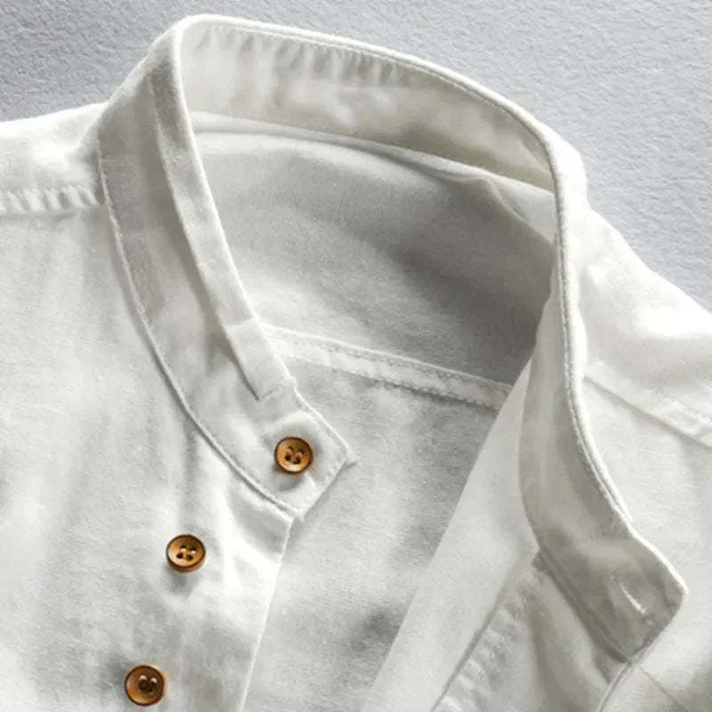 Japanese Men's Dress Shirt in Premium Linen-Cotton Blend, Versatile Fit S-3XL for Casual and Formal Wear