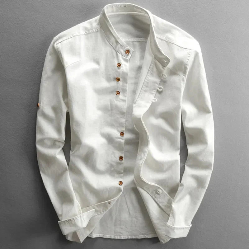 Japanese Men's Dress Shirt in Premium Linen-Cotton Blend, Versatile Fit S-3XL for Casual and Formal Wear