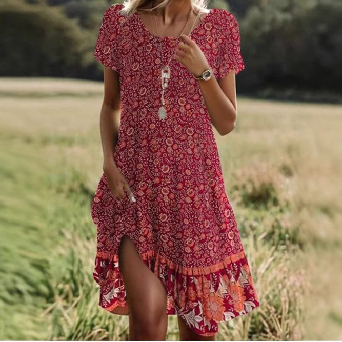 Haren Boho Midi Dress – Breezy Summer Style with Elegant Floral Prints