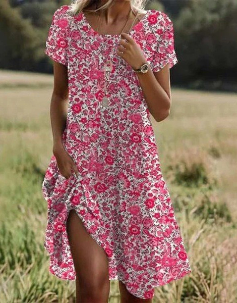 [Copy]Haren Boho Midi Dress – Breezy Summer Style with Elegant Floral Prints