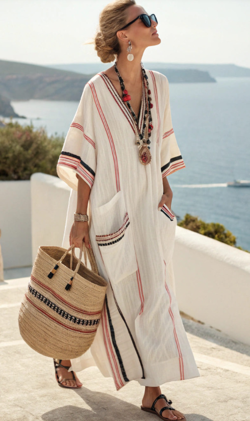 Boho Breeze Maxi Kaftan Dress – Lightweight, Flowy & Perfect for Summe