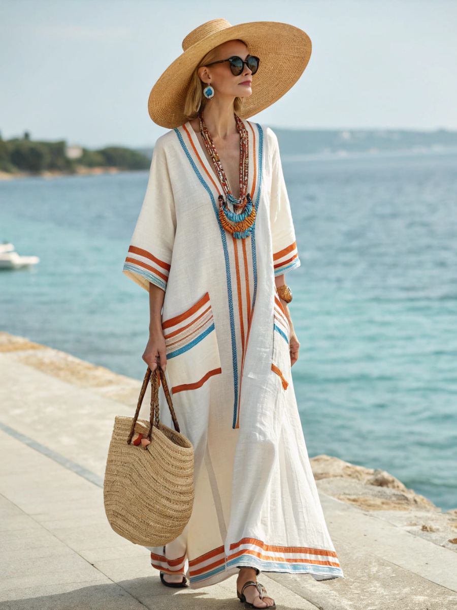 Boho Breeze Maxi Kaftan Dress – Lightweight, Flowy & Perfect for Summe