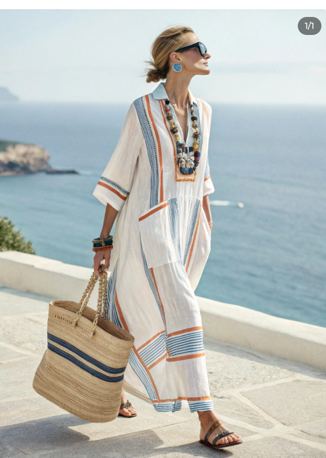 Boho Breeze Maxi Kaftan Dress – Lightweight, Flowy & Perfect for Summe