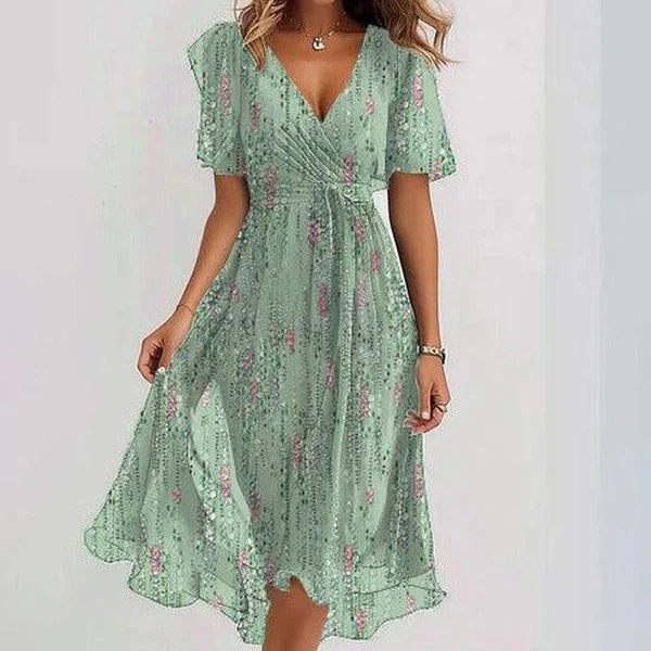 Haren Elegant Floral Midi Dress for Summer