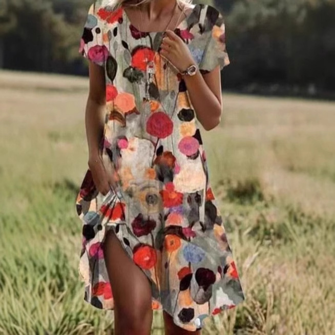 Haren Boho Midi Dress – Breezy Summer Style with Elegant Floral Prints