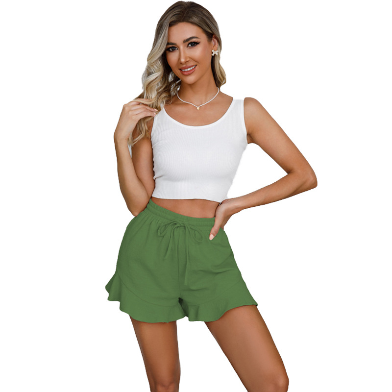Women’s Ruffle Hem High-Waisted Summer Shorts – Lightweight, Flowy & Cute