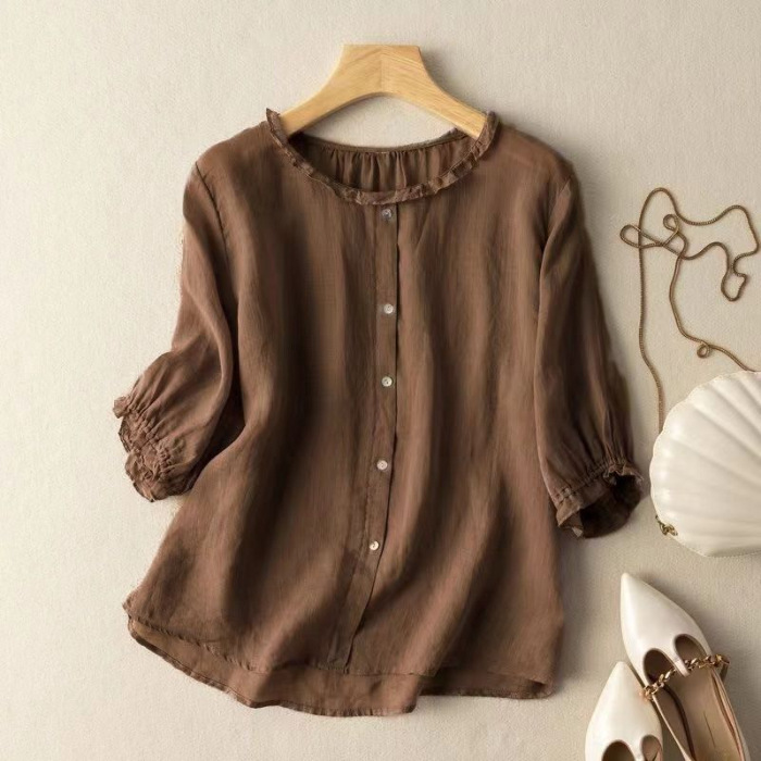 Crew Neck Casual Loose Shirt