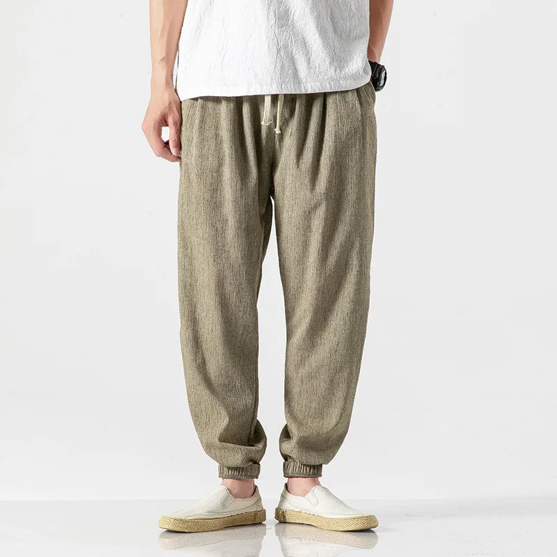 Casual Pants Men's Linen Harem Bloomers Cotton Leggings for Comfort