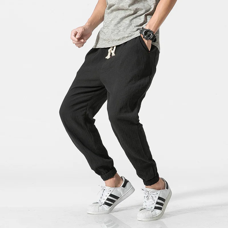 Casual Pants Men's Linen Harem Bloomers Cotton Leggings for Comfort