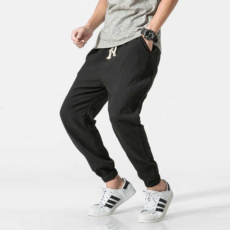 Casual Pants Men's Linen Harem Bloomers Cotton Leggings for Comfort