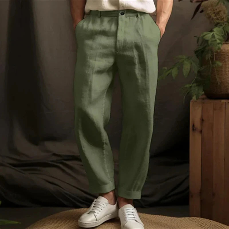 Spring Summer Casual Linen Trousers for Men - Breathable Loose Fit Vin
