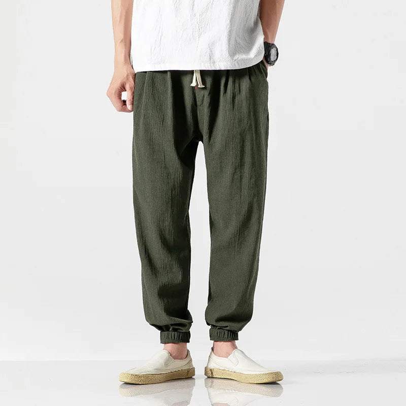 Casual Pants Men's Linen Harem Bloomers Cotton Leggings for Comfort