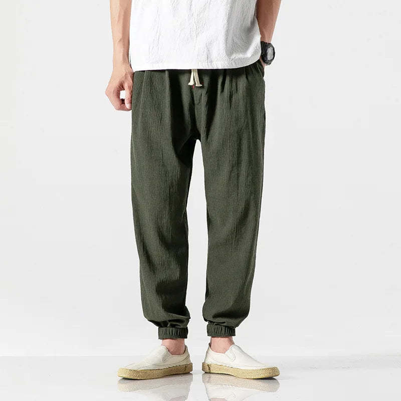 Casual Pants Men's Linen Harem Bloomers Cotton Leggings for Comfort