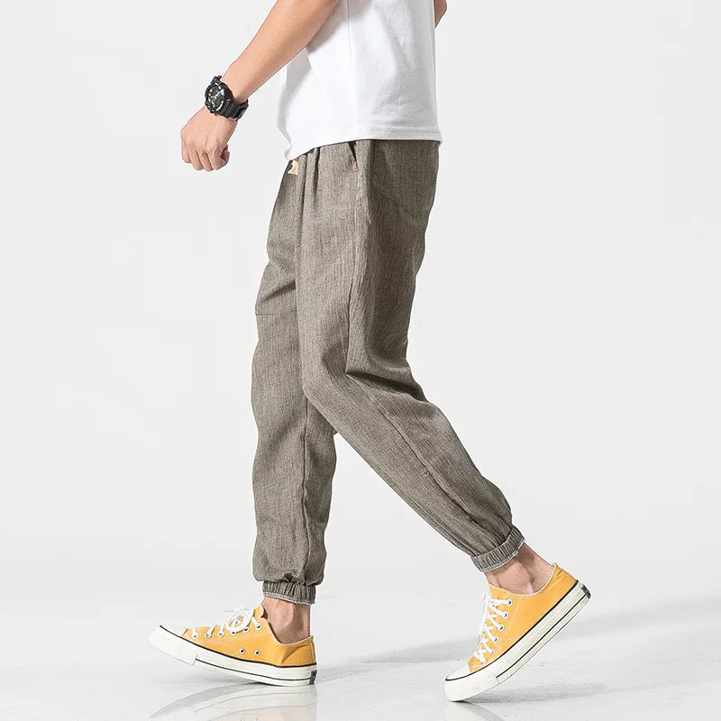 Casual Pants Men's Linen Harem Bloomers Cotton Leggings for Comfort