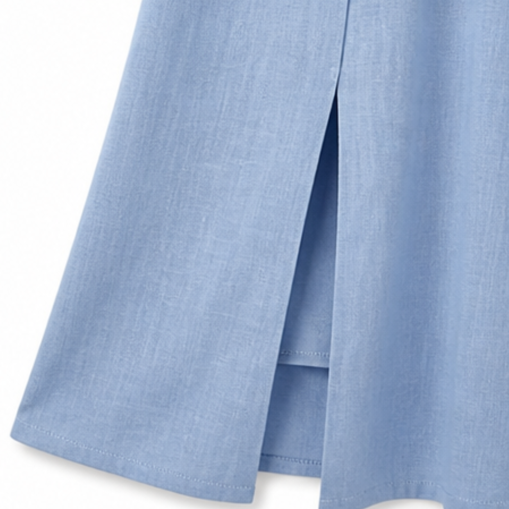 liftesup™ – Cotton-Linen Asymmetric Button Midi Dress