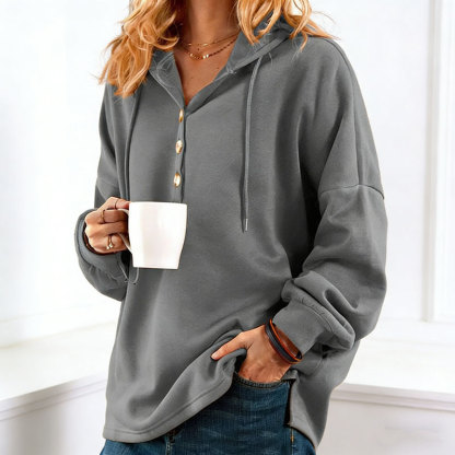 🔥New Arrivals🔥Women’s Casual Button Hooded Long Sleeve Top