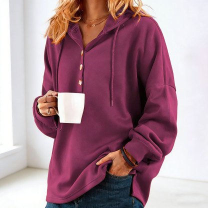 🔥New Arrivals🔥Women’s Casual Button Hooded Long Sleeve Top