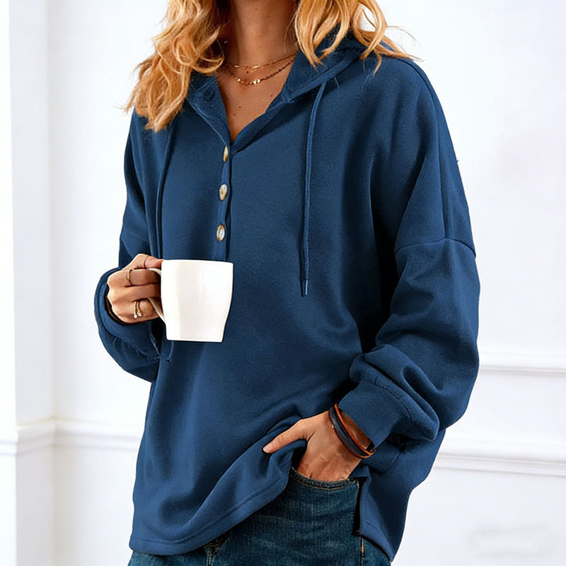 🔥New Arrivals🔥Women’s Casual Button Hooded Long Sleeve Top